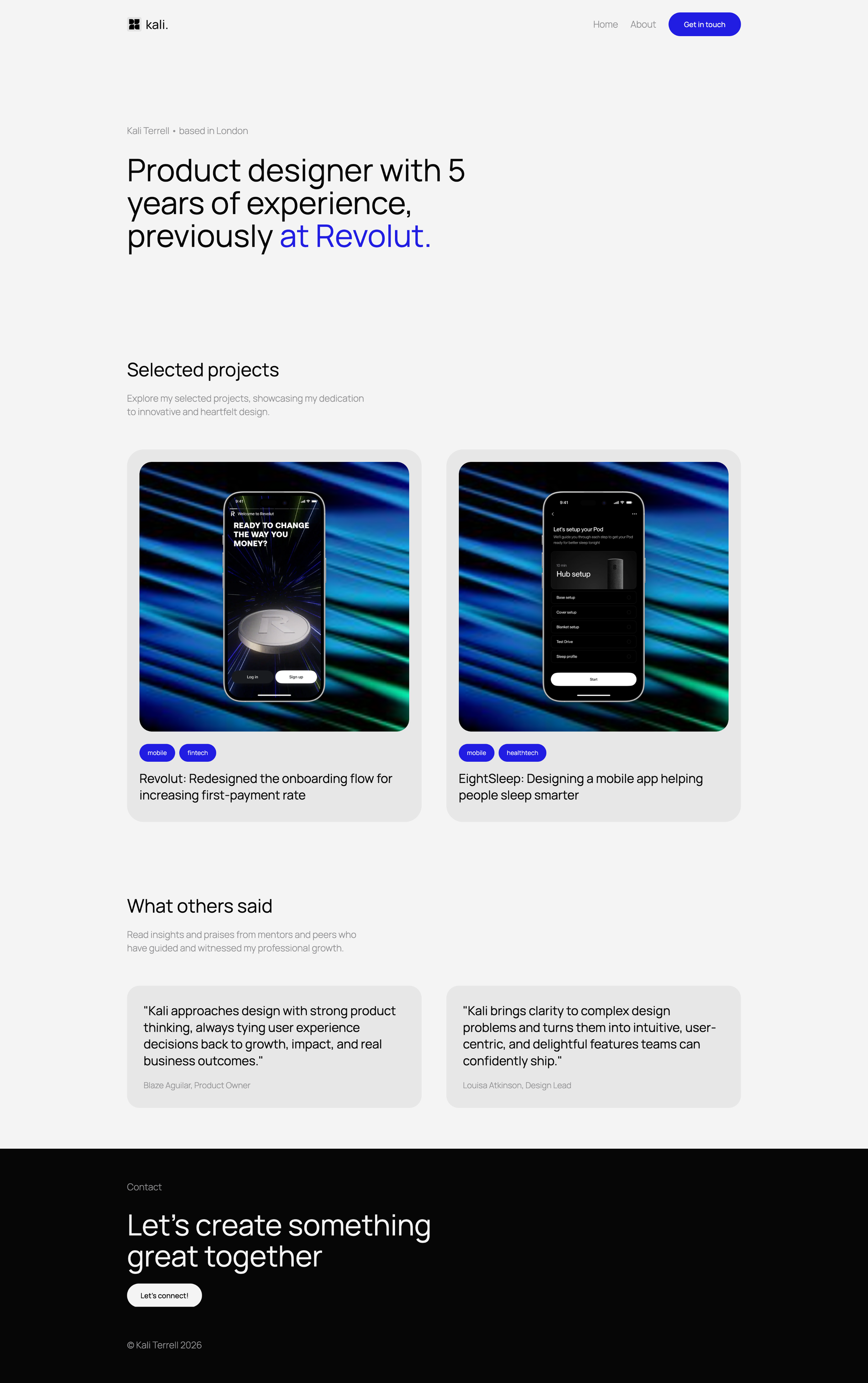 Minimal UX portfolio preview with case study cards